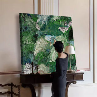 肌理油画绿色立体画装 饰画抽象原创现代绿意盎然作物手绘客厅玄关