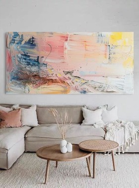 纯手绘BJ.paint荣彩纯手绘油画客厅抽象侘寂风高级感立体装饰挂画