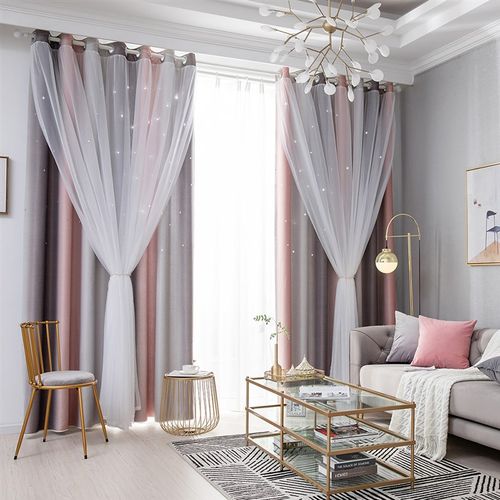 1 Panel Star Curtains Blackout Curtains Colorful Double Laye