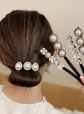 Elegant Fashion Flower Pearl Hairpin Bun Maker Twist Headban