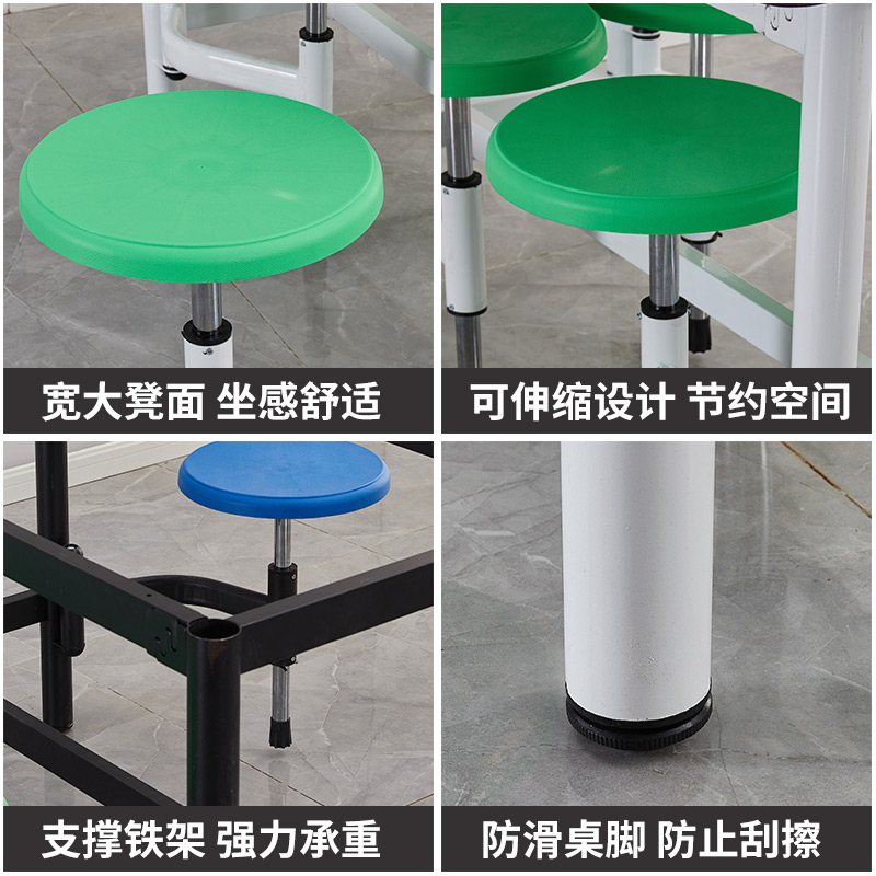 学校学生食堂餐桌椅组合4人抗倍特伸缩员工地连体快餐桌椅饭堂餐
