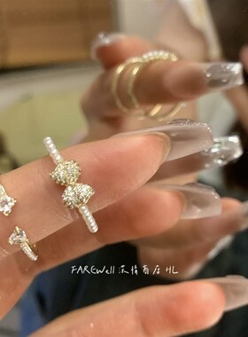 好货店主推荐!法式轻奢戒指蝴蝶结设计感百搭珍珠闺蜜款开口戒套