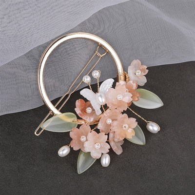 Fairy Hairpin Hair Clips Pearl Flowet Pink Chinese Hanfu Hai