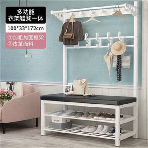 家用换鞋凳挂衣架一体进门口入户多功能玄关衣帽架软包可坐 60-白
