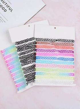 .12pcs /lot Vintage Retro Black Plastic Choker Necklace