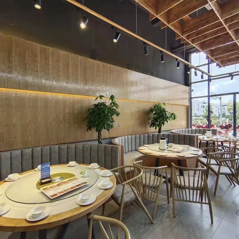 定制实木半圆卡座餐饮家具商用火锅店酒吧西餐厅烤肉店沙发桌椅组