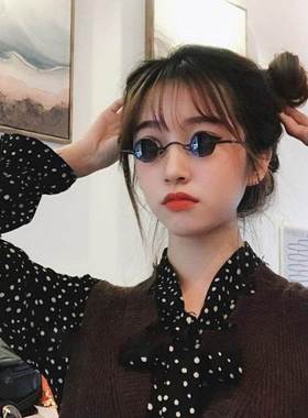 迷你小眼镜男潮小镜片太阳眼镜圆形复古小框眼睛网红大佬个性太阳