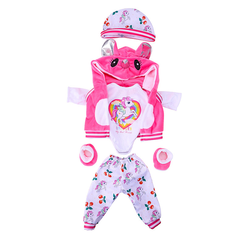 Doll Outfit for 17 Inch 43 Cm Dolls Unicorn Clothes for Baby