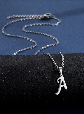 Simple Stainless Steel A-Z Letters Necklace Unisex 26