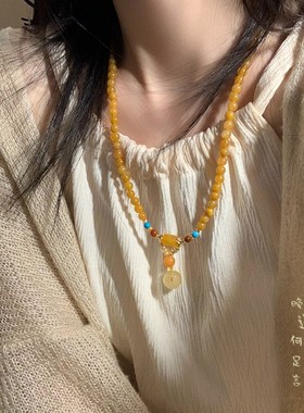 极速天然石金丝玉串珠手链女夏天ins小众设计多层叠戴手链新中式