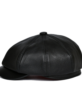 Fashion Male Leather Gastby Hat Men Octagonal Beret Autumn W