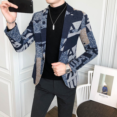 2021 Letter Print Wool Woolen Blazer Men Winter Men Blazer C