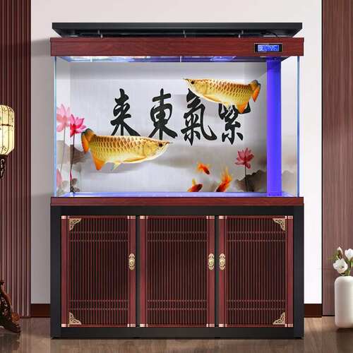 极速中式龙鱼缸水族箱木纹超白客厅屏风玄关玻璃中型底过滤懒人家