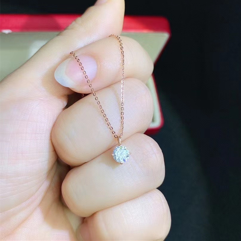 18K Rose Gold Moissanite Pendant 0.5CT 5MM VVS D Color Lab D