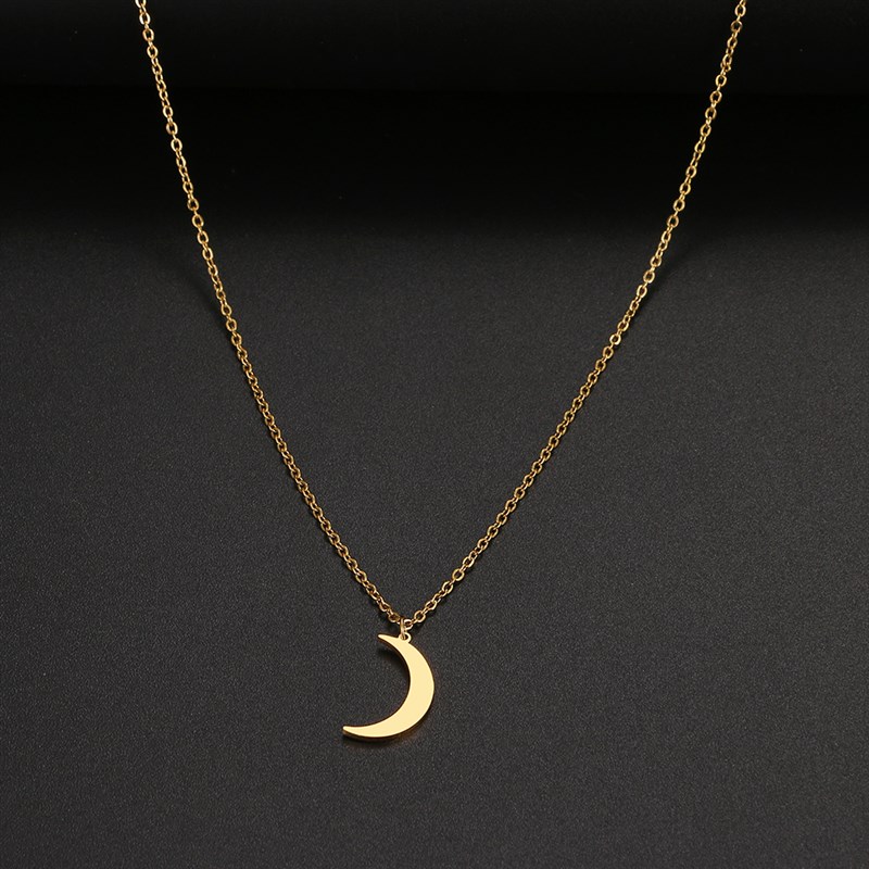 Stainless Steel Necklace New Fashion Moon Chain Pendant Simp