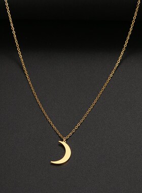 Stainless Steel Necklace New Fashion Moon Chain Pendant Simp