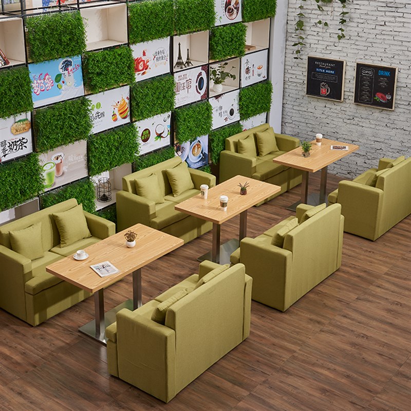 奶茶店卡座沙发 甜品店桌椅 咖啡厅面包房饮品店休闲布艺沙发组合
