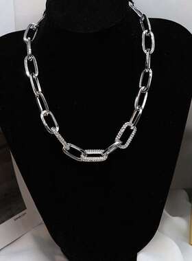 insLIN personality fashionable iron chain diamond necklace a