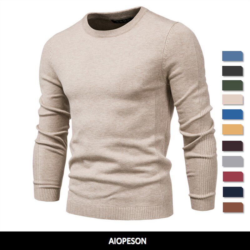 2021 New Winter Thickness Pullover Men O-neck Solid Color Lo