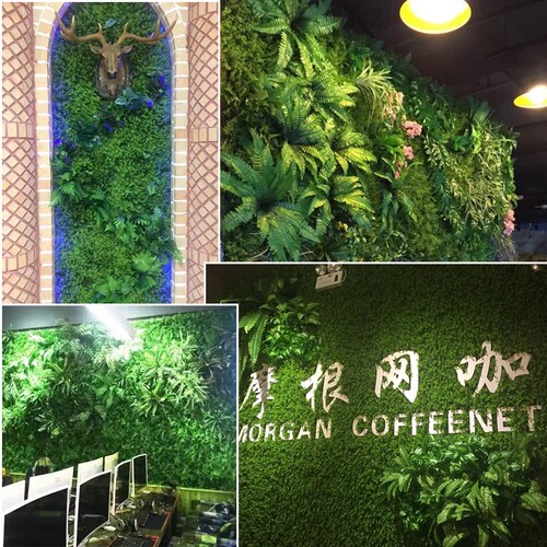 好货仿真绿植小草假花植物墙波斯草工程酒店客厅商场配件装饰塑料