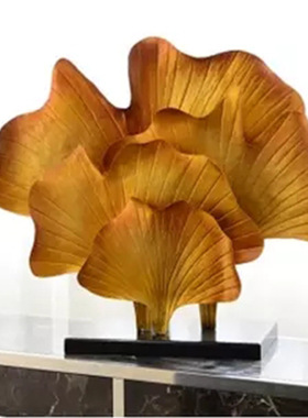 极速酒店大堂会所中式摆件金属银杏叶家居样板房软装招财铁艺摆件