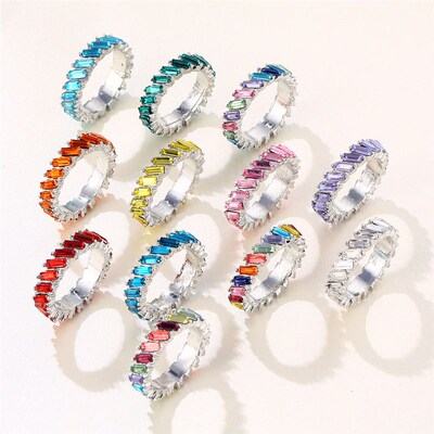 VG 6YM 2021 High Quality Rainbow Ring Cubic Engagement Ring