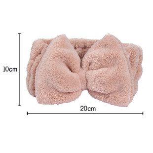 Coral Shower Women Headband Fleece Solid Bow Big Bath SPA