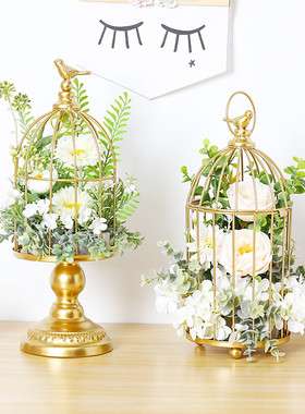 北欧铁艺烛台复古婚庆摆台家居桌面玄关创意工艺品装饰摆件摆饰