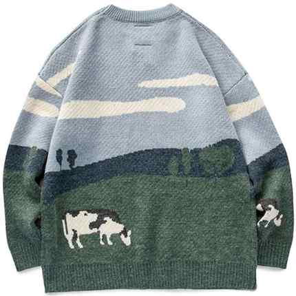 2021 Men Cows Vintage Winter Warm Daily Knitwear Pullover Ma