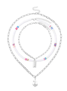 Punk style pearl pendant alloy geometric square Necklace wom