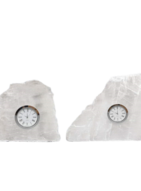 极速现代简约天然水晶石时钟摆件家居客厅书房办公室桌面钟表装饰