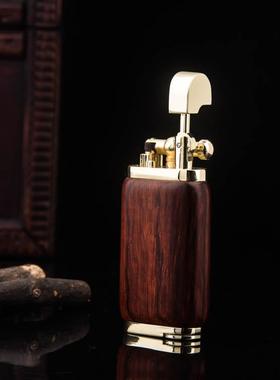 火机复古烟斗砂轮火充气斜个性明紫檀木spunk金属创意点烟器角