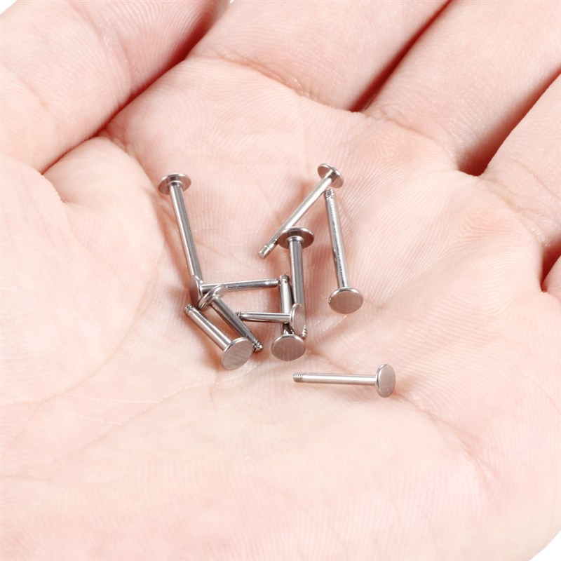 新品100Pcs/lot Steel Labret Bar Parts Screw Thread Head 16G