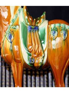 极速包邮唐三彩马陶瓷马摆件国礼大马工艺礼品客厅装饰品风水旺财