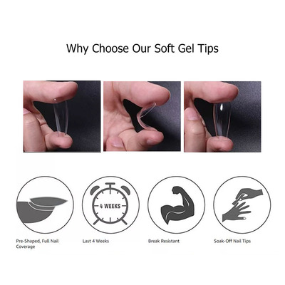 Gel Nail Extensions Soft Gel Press On Nail Tips Short Stilet