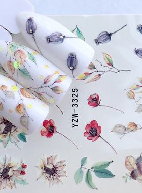 1 Sheet Watercolor Simple Floral Flower Nail Sticker Gel