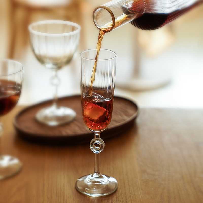 清澄 竖条纹高脚杯北欧ins风水晶玻璃酒杯一对情侣香槟红酒杯