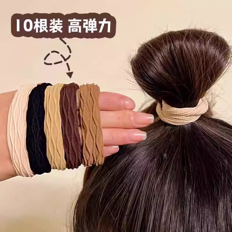 发圈高弹力耐用高马尾固定神器头绳发饰加厚加宽橡皮筋扎头发