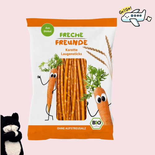 满300包邮德国直邮#freche freunde有机儿童胡萝卜碱水饼干棒75g