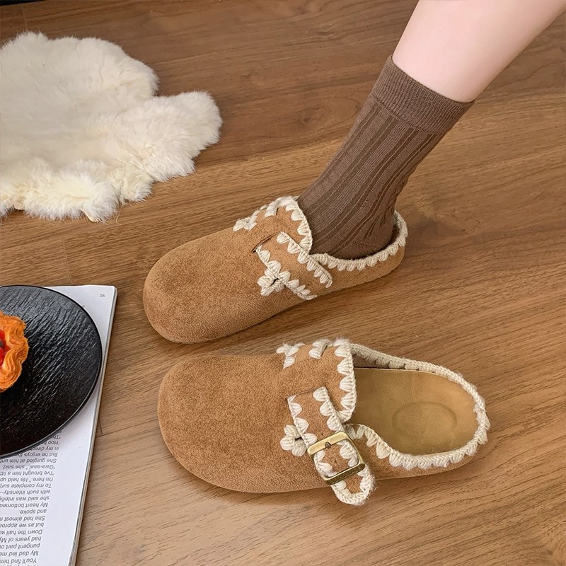 复古百搭厚底包头拖鞋女