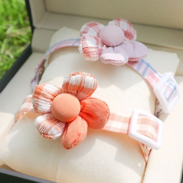 极速Fashion Grid Print Cat Collar Necklace Adjustable Flower