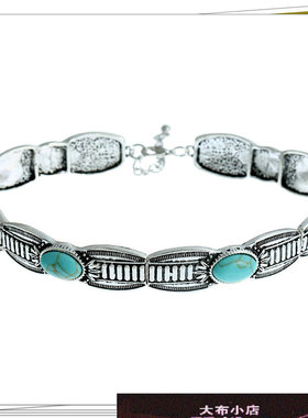 吉普赛项链士气质项圈锁骨链 时尚女合金欧美镶松石设计颈链 合金