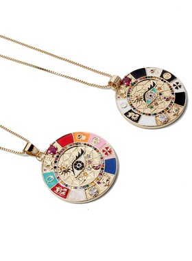 复古邪恶之眼吊坠项链 necklace 跨境时尚金色铜链项饰女 19980