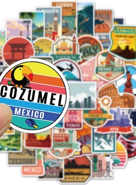 50Pcs World Landscape Country City Travel Waterproof Sticker