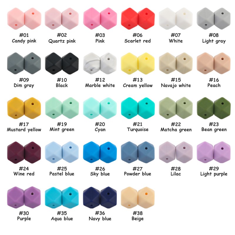 10Pcs Hexagon Silicone Beads Pearl 14/17mm DIY Pacifier Clip