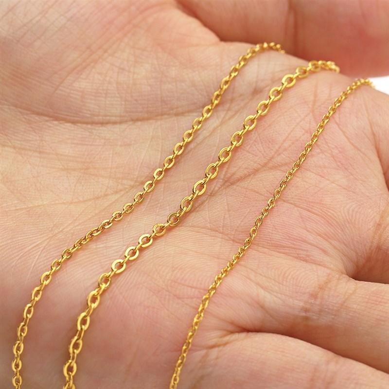 10Meters 1/1.5/2mm Gold Stainless Steel Chain Necklace DIY O