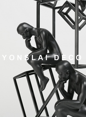 现代轻奢售楼处金属创意样板房间软装饰品家居艺术人物造型摆件