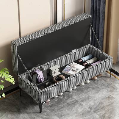 轻奢换鞋凳储物家用多功能可坐收纳沙发凳子长方形床尾凳实木长凳