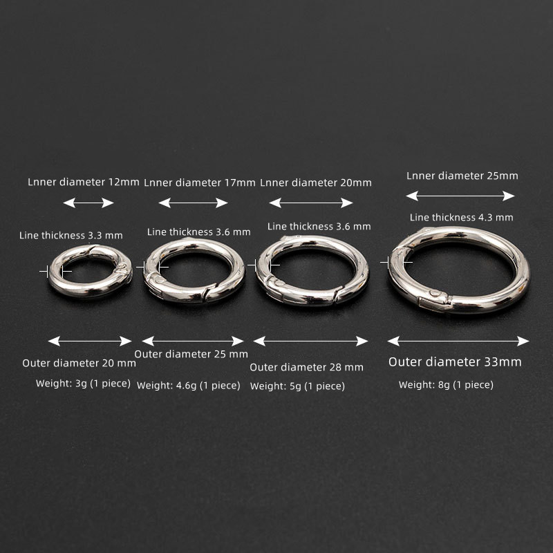 5Pcs Metal O Ring Spring Clasps Jewelry Openable Round Carab