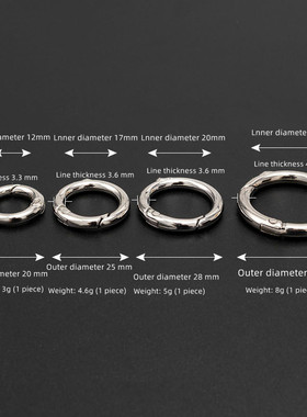 5Pcs Metal O Ring Spring Clasps Jewelry Openable Round Carab